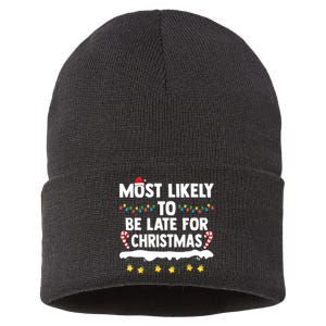 Untitledmost Likely To Be Late For Christmas Matching Family Xmas Sustainable Knit Beanie