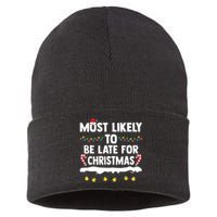 Untitledmost Likely To Be Late For Christmas Matching Family Xmas Sustainable Knit Beanie