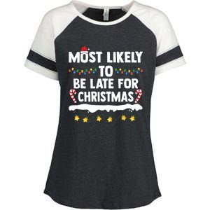 Untitledmost Likely To Be Late For Christmas Matching Family Xmas Enza Ladies Jersey Colorblock Tee