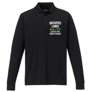 Untapped Lands Trust Issues Funny Magic Geek TCG Performance Long Sleeve Polo