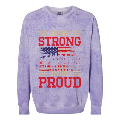 Union Laborer Union Strong Labor Union Worker Union Colorblast Crewneck Sweatshirt