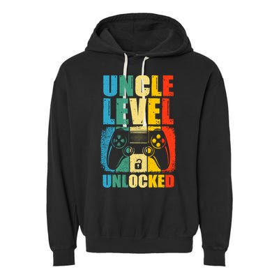 Uncle Level Unlocked Leveled Up To Uncle Promoted To Gamer Garment-Dyed Fleece Hoodie