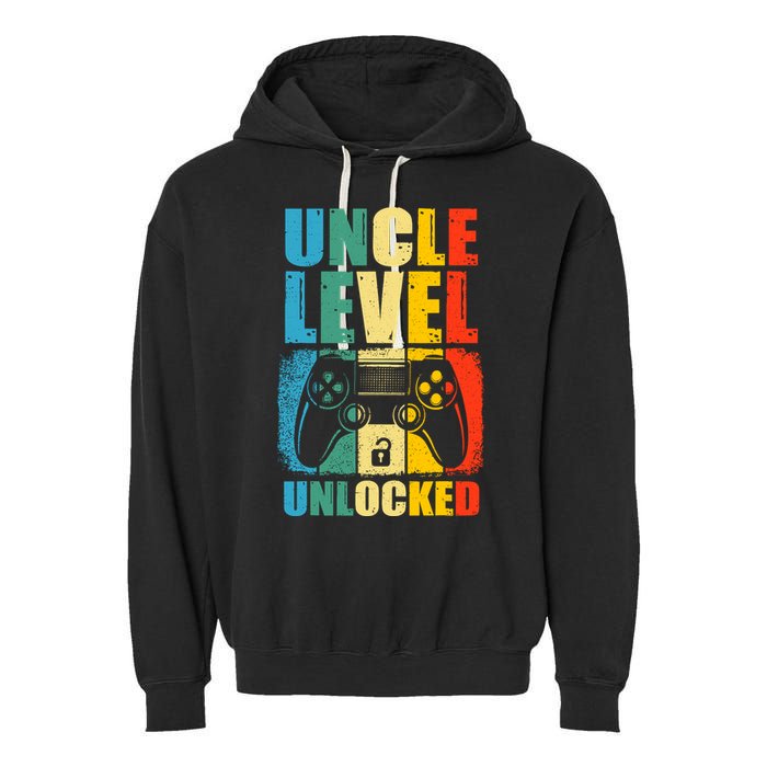 Uncle Level Unlocked Leveled Up To Uncle Promoted To Gamer Garment-Dyed Fleece Hoodie