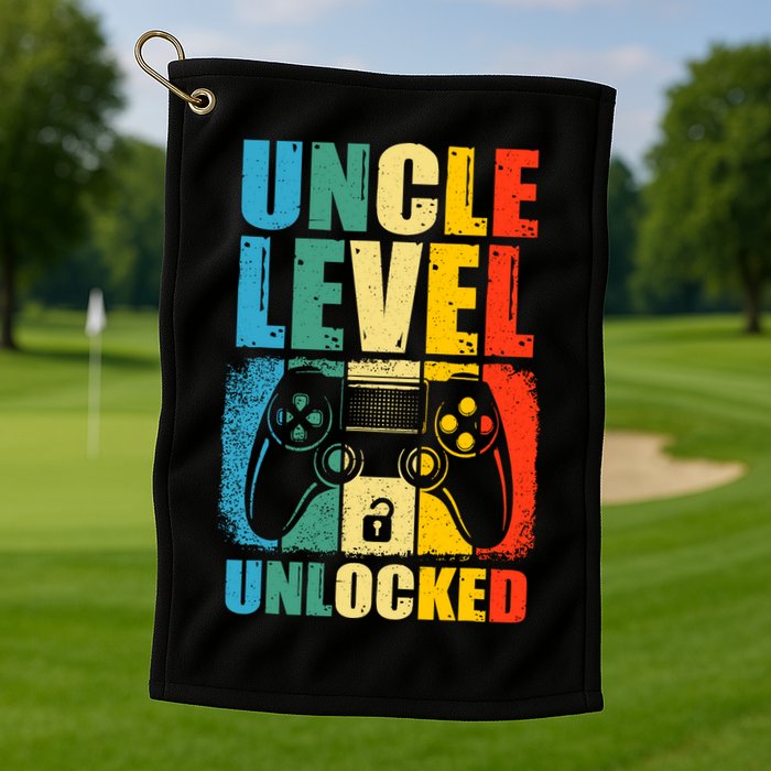 Uncle Level Unlocked Leveled Up To Uncle Promoted To Gamer Golf Towel
