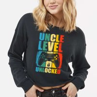 Uncle Level Unlocked Leveled Up To Uncle Promoted To Gamer Cropped Pullover Crew