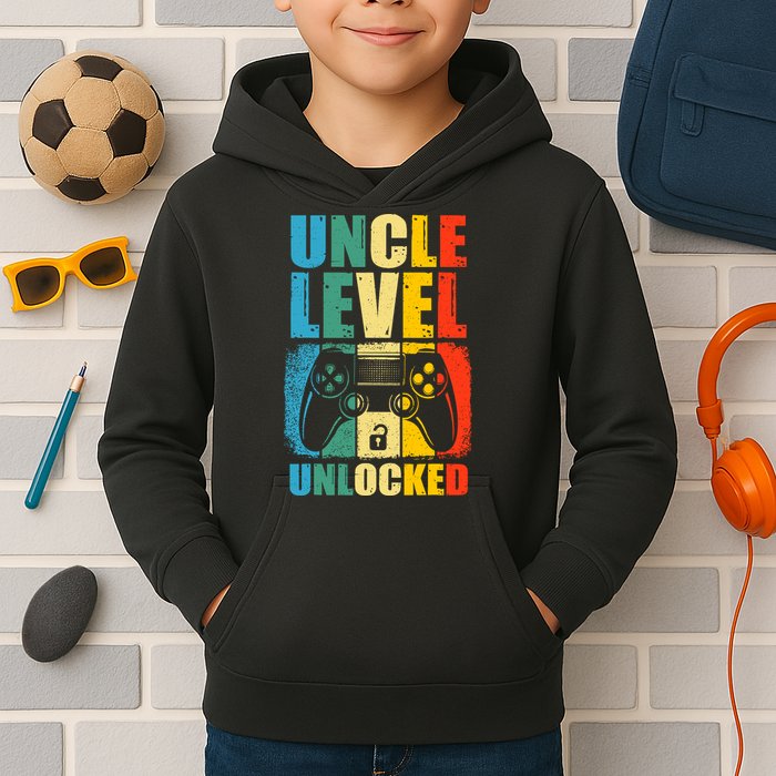 Uncle Level Unlocked Leveled Up To Uncle Promoted To Gamer Kids Hoodie