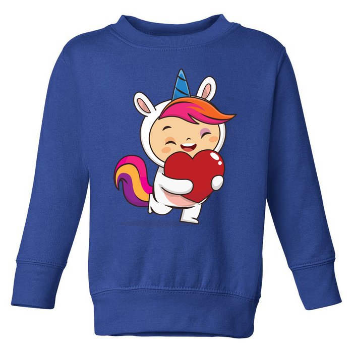 Unicorn Lovers Unicorn Heart Valentines Day Gift Toddler Sweatshirt