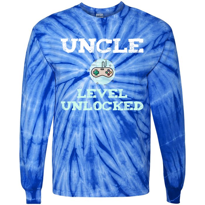 Uncle Level Unlocked Funny Uncle Gamer Video Games Cool Gift Tie-Dye Long Sleeve Shirt