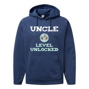 Uncle Level Unlocked Funny Uncle Gamer Video Games Cool Gift Performance Fleece Hoodie