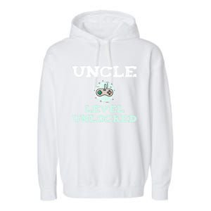 Uncle Level Unlocked Funny Uncle Gamer Video Games Cool Gift Garment-Dyed Fleece Hoodie