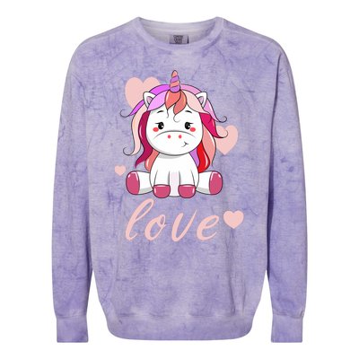 Unicorn Love Valentine Colorblast Crewneck Sweatshirt