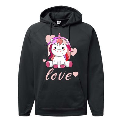 Unicorn Love Valentine Performance Fleece Hoodie