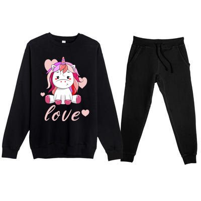 Unicorn Love Valentine Premium Crewneck Sweatsuit Set