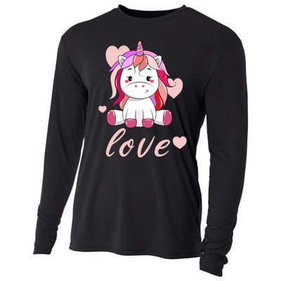 Unicorn Love Valentine Cooling Performance Long Sleeve Crew