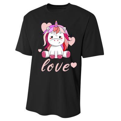 Unicorn Love Valentine Performance Sprint T-Shirt