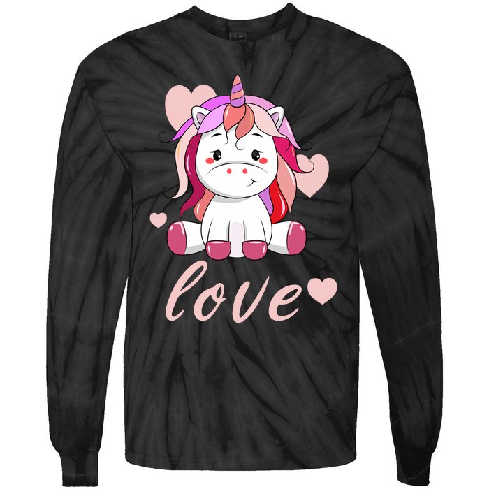 Unicorn Love Valentine Tie-Dye Long Sleeve Shirt