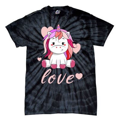 Unicorn Love Valentine Tie-Dye T-Shirt