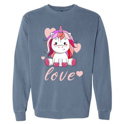 Unicorn Love Valentine Garment-Dyed Sweatshirt