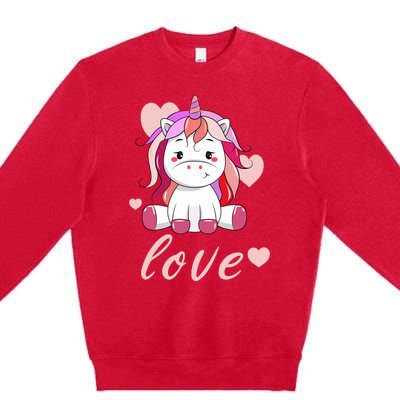 Unicorn Love Valentine Premium Crewneck Sweatshirt