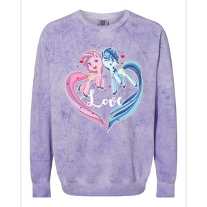 Unicorn Love Valentine's Day Gift Colorblast Crewneck Sweatshirt