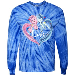 Unicorn Love Valentine's Day Gift Tie-Dye Long Sleeve Shirt