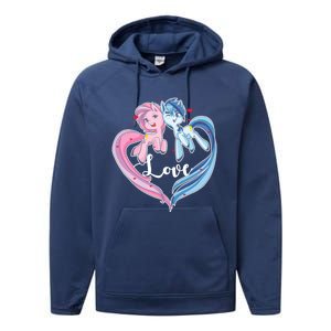 Unicorn Love Valentine's Day Gift Performance Fleece Hoodie