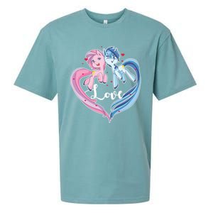 Unicorn Love Valentine's Day Gift Sueded Cloud Jersey T-Shirt