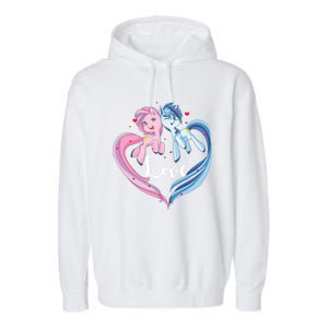 Unicorn Love Valentine's Day Gift Garment-Dyed Fleece Hoodie