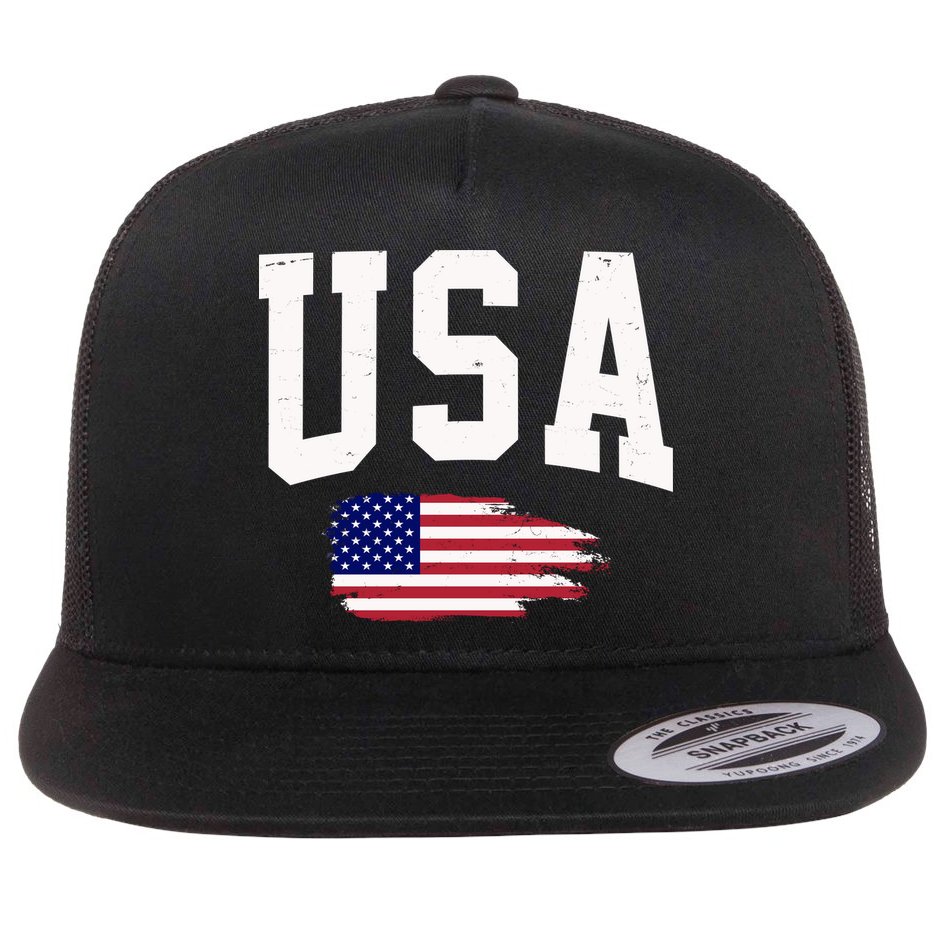 USA Logo Vintage Team Flag America Flat Bill Trucker Hat