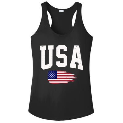 USA Logo Vintage Team Flag America Ladies PosiCharge Competitor Racerback Tank