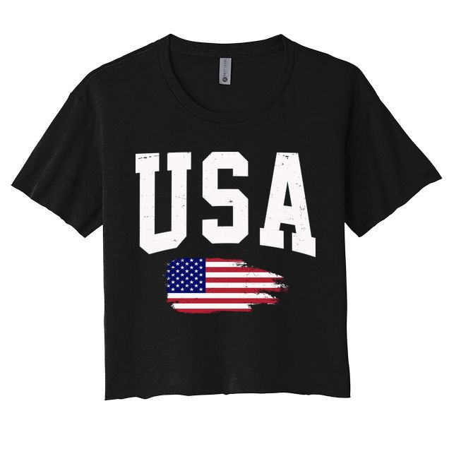 USA Logo Vintage Team Flag America Crop Top