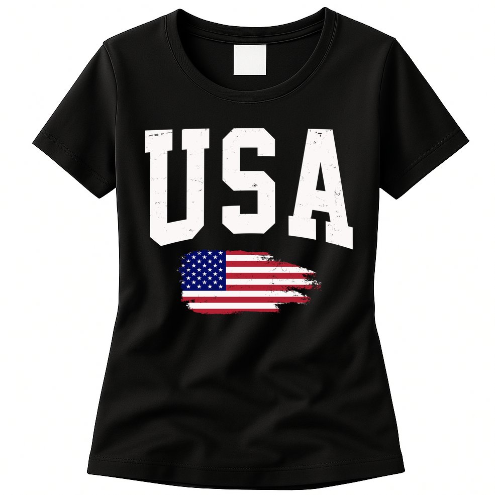 USA Logo Vintage Team Flag America Womens T-Shirt