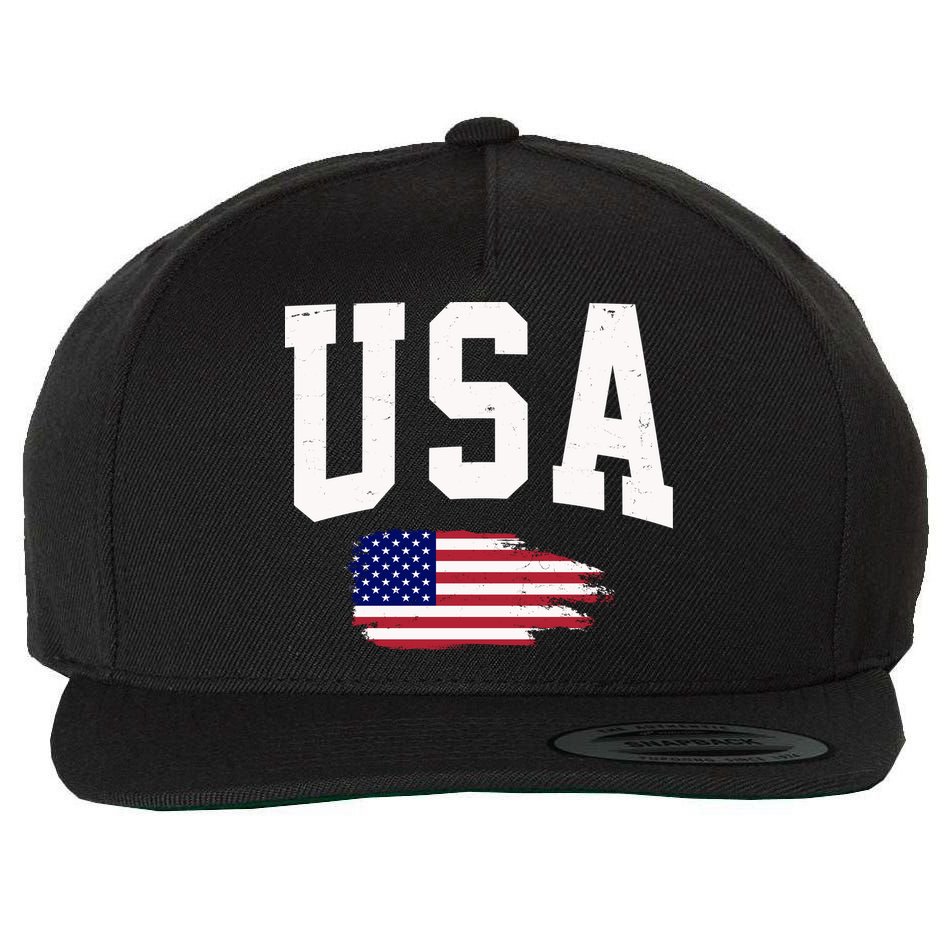 USA Logo Vintage Team Flag America Wool Snapback Cap