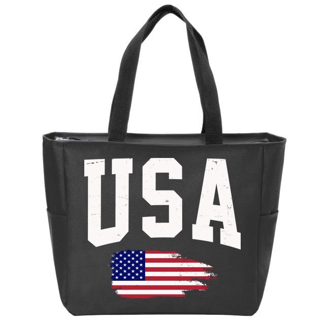 USA Logo Vintage Team Flag America Zip Tote Bag