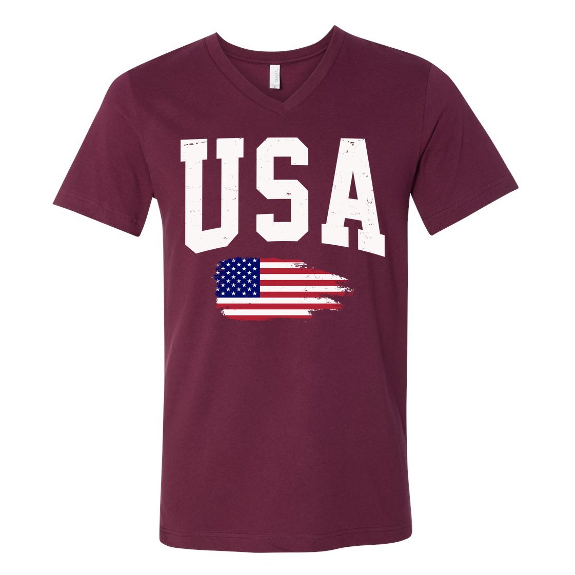 USA Logo Vintage Team Flag America V-Neck T-Shirt
