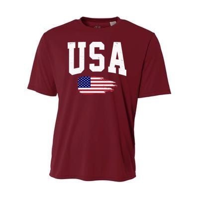 USA Logo Vintage Team Flag America Youth Performance Sprint T-Shirt