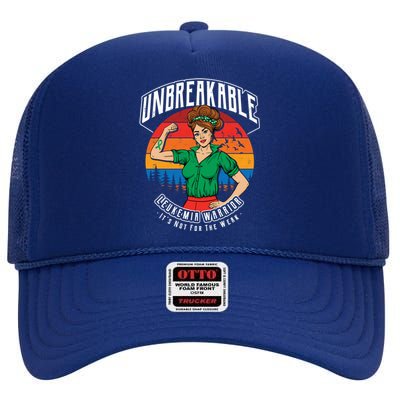 Unbreakable Leukemia Warrior Sunset Gift High Crown Mesh Back Trucker Hat