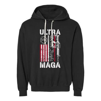 Ultra Maga 2024 American Flag Anti Joe Biden Ultra Maga Garment-Dyed Fleece Hoodie