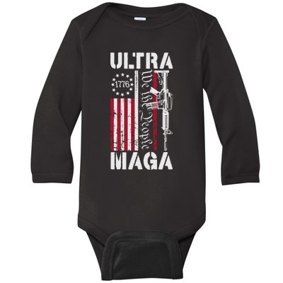 Ultra Maga 2024 American Flag Anti Joe Biden Ultra Maga Baby Long Sleeve Bodysuit