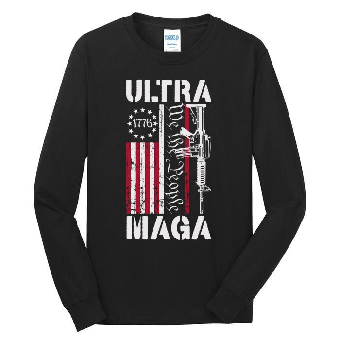 Ultra Maga 2024 American Flag Anti Joe Biden Ultra Maga Tall Long Sleeve T-Shirt