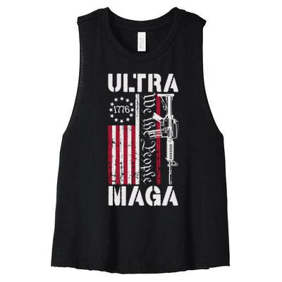 Ultra Maga 2024 American Flag Anti Joe Biden Ultra Maga Women's Racerback Cropped Tank