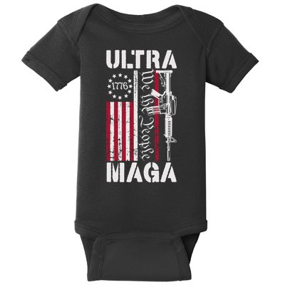 Ultra Maga 2024 American Flag Anti Joe Biden Ultra Maga Baby Bodysuit