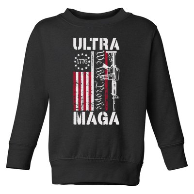 Ultra Maga 2024 American Flag Anti Joe Biden Ultra Maga Toddler Sweatshirt