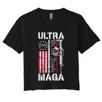 Ultra Maga 2024 American Flag Anti Joe Biden Ultra Maga Women's Crop Top Tee