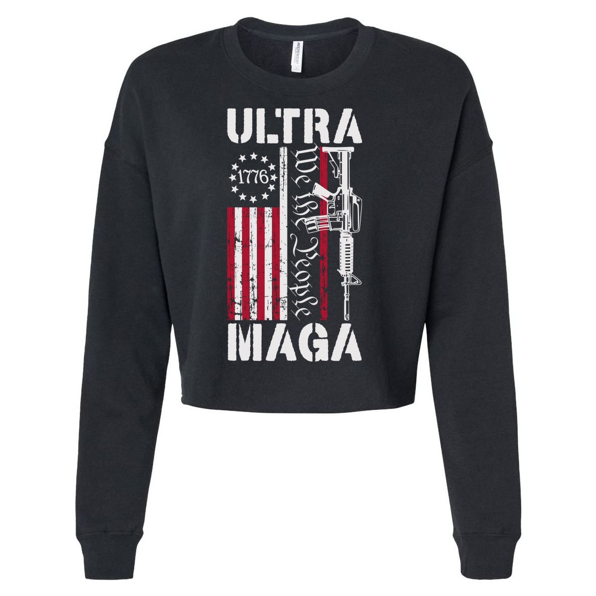 Ultra Maga 2024 American Flag Anti Joe Biden Ultra Maga Cropped Pullover Crew