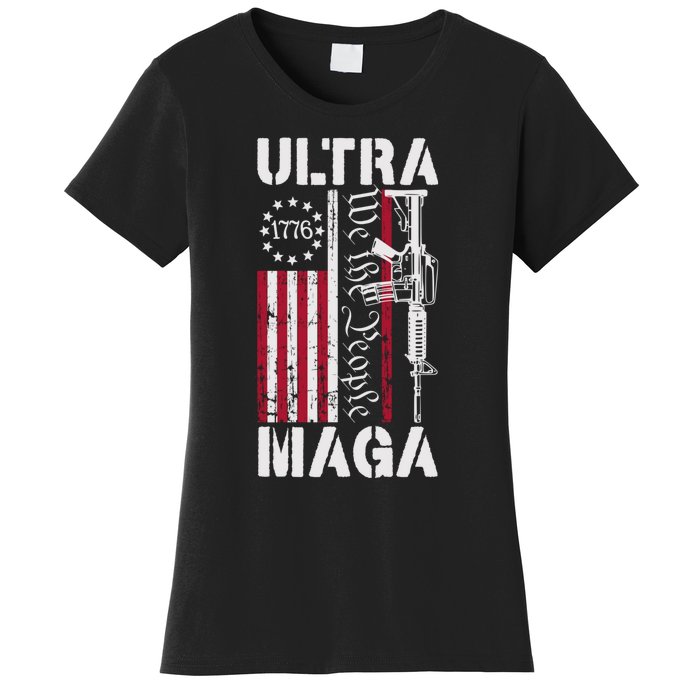 Ultra Maga 2024 American Flag Anti Joe Biden Ultra Maga Women's T-Shirt