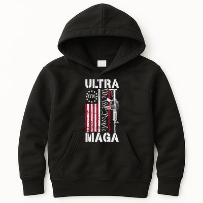 Ultra Maga 2024 American Flag Anti Joe Biden Ultra Maga Kids Hoodie