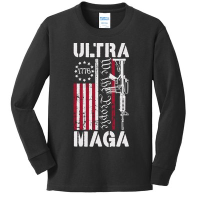 Ultra Maga 2024 American Flag Anti Joe Biden Ultra Maga Kids Long Sleeve Shirt