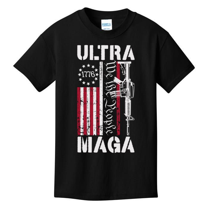 Ultra Maga 2024 American Flag Anti Joe Biden Ultra Maga Kids T-Shirt