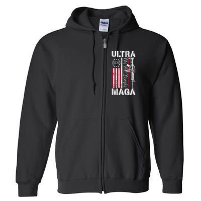 Ultra Maga 2024 American Flag Anti Joe Biden Ultra Maga Full Zip Hoodie